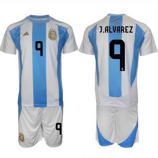 Men Argentina 9 Gabriel Batistuta White Blue 2024 25 Home Soccer Jersey Suit